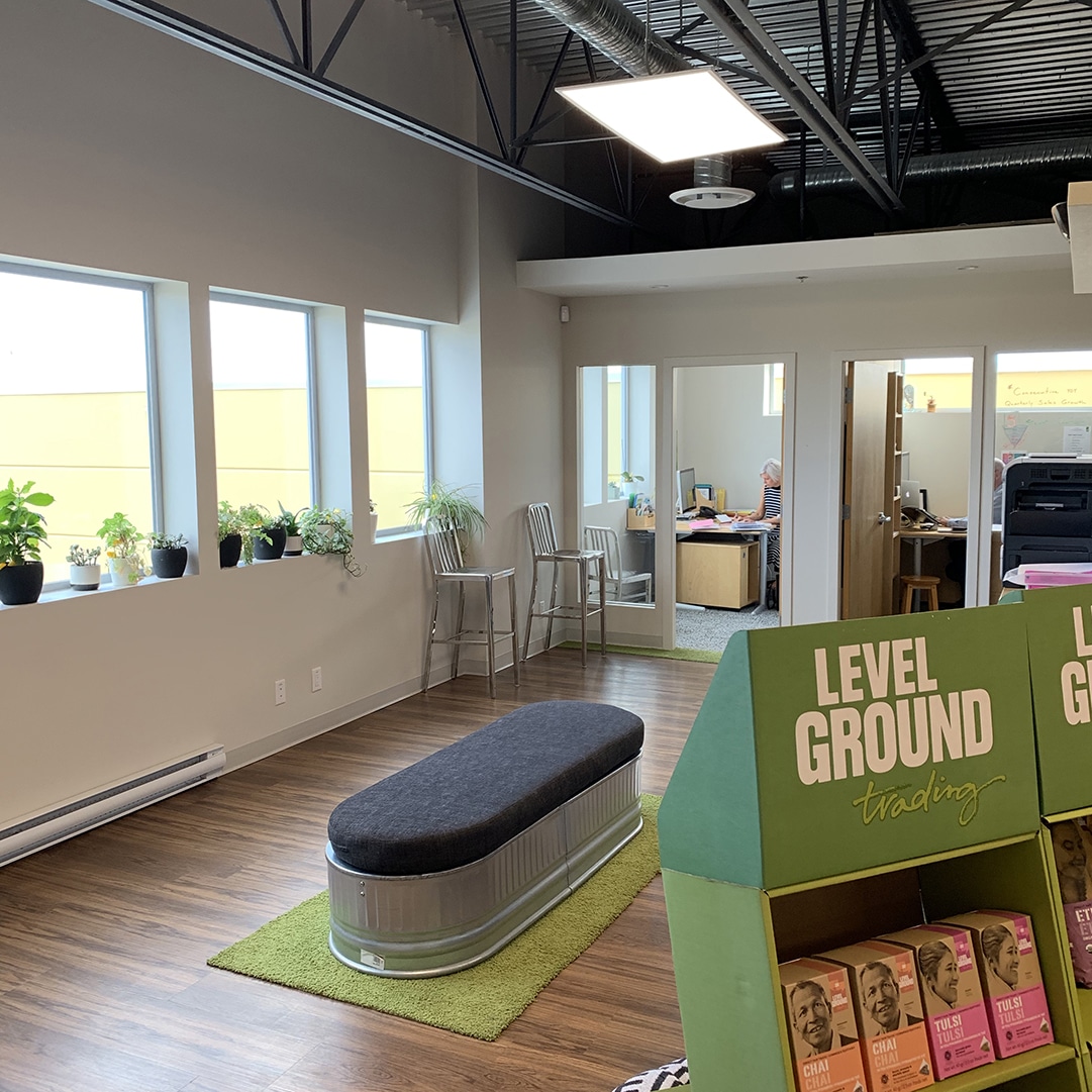 level ground coffee commercial interior painting