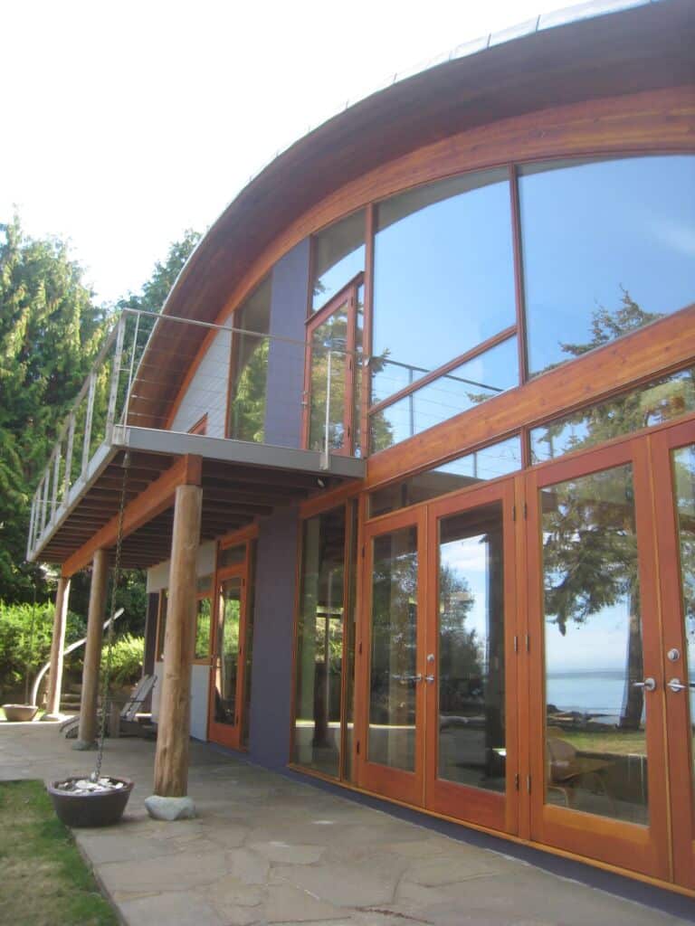 wood staining on Pender Island house